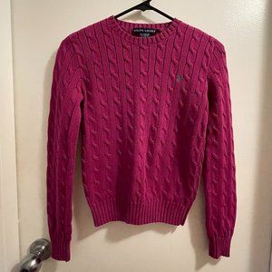 Ralph Lauren Fuchsia Cable-Knit Crewneck Sweater